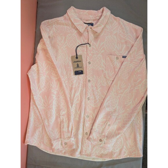 Men's Chubbies Flannel Button Down Overshirt The Thigh Napple Pink XL - Picture 4 of 6